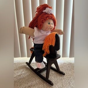 Vtg 1978 1982 Ginger Hair Cabbage Patch Kids Doll & Country Doll Rocking Horse